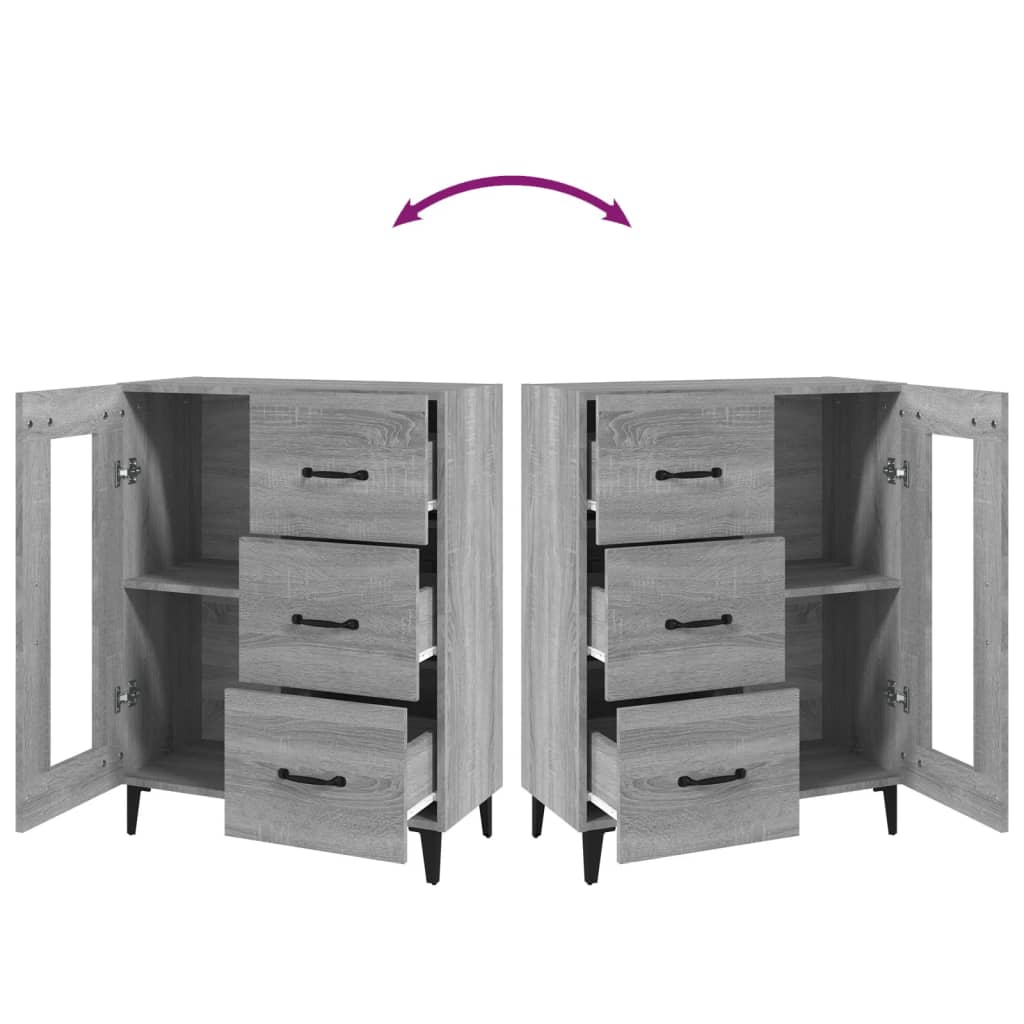 Dressoir 69,5X34X90 Cm Bewerkt Hout Grijs Sonoma Eikenkleurig 1