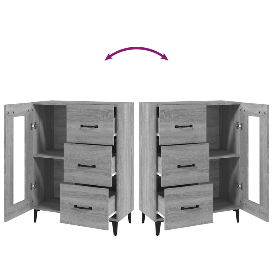 Dressoir 69,5X34X90 Cm Bewerkt Hout Grijs Sonoma Eikenkleurig 1
