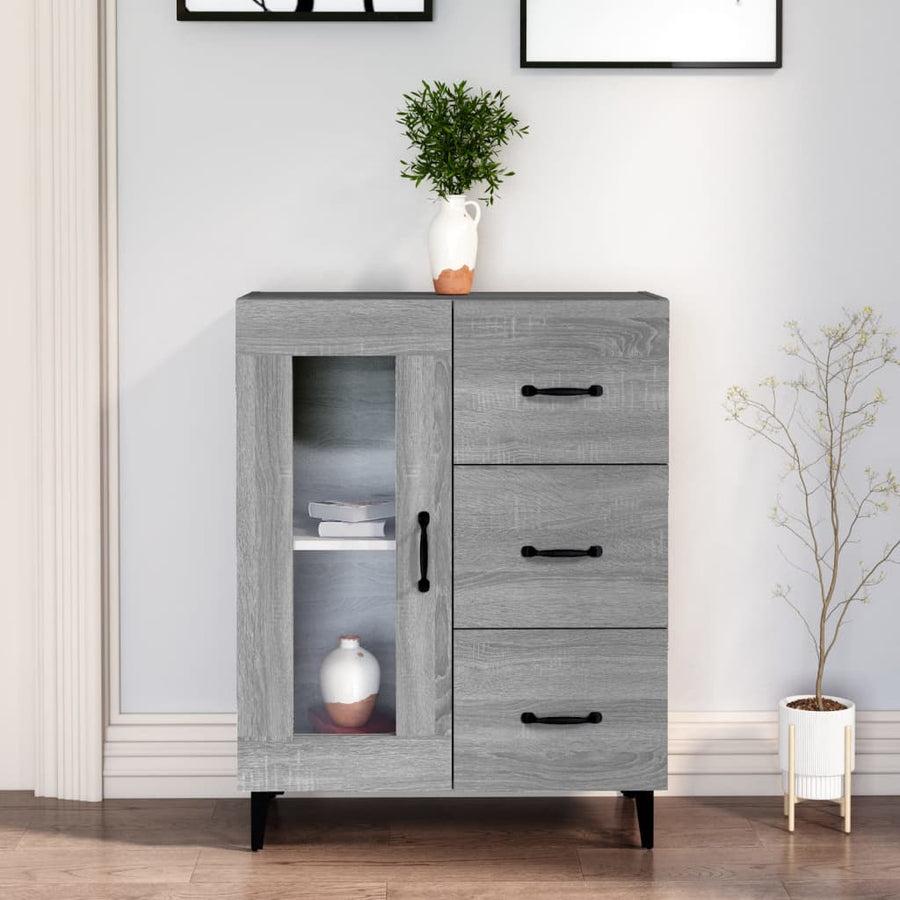 Dressoir 69,5X34X90 Cm Bewerkt Hout Grijs Sonoma Eikenkleurig 1