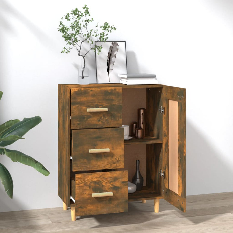 Dressoir 69,5X34X90 Cm Bewerkt Hout Gerookt Eikenkleurig