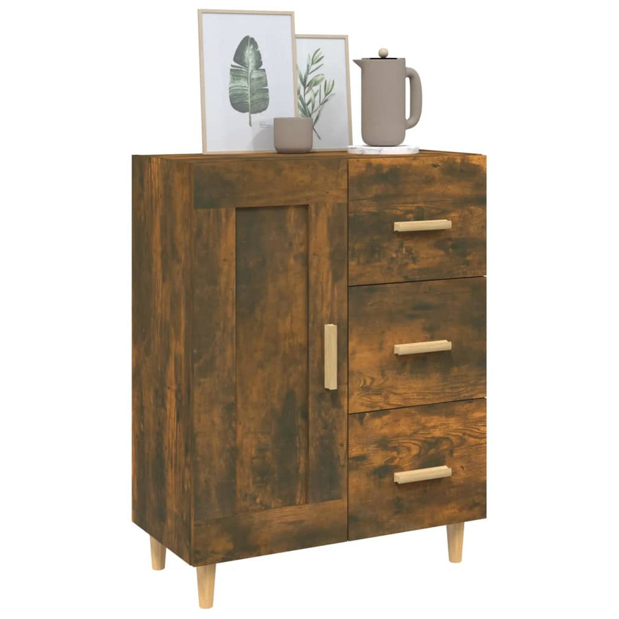 Dressoir 69,5X34X90 Cm Bewerkt Hout Gerookt Eikenkleurig