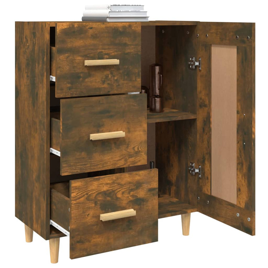 Dressoir 69,5X34X90 Cm Bewerkt Hout Gerookt Eikenkleurig