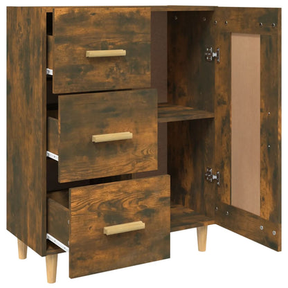 Dressoir 69,5X34X90 Cm Bewerkt Hout Gerookt Eikenkleurig