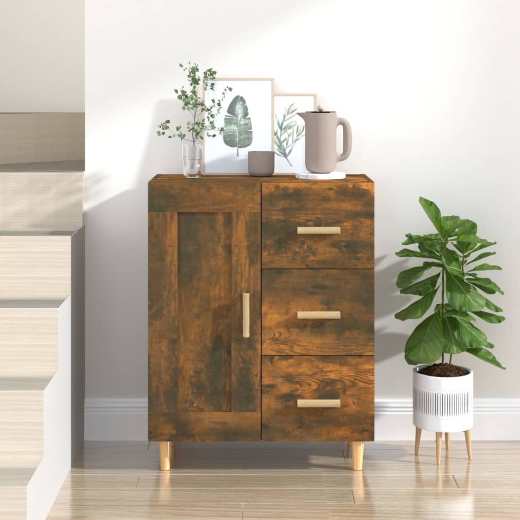 Dressoir 69,5X34X90 Cm Bewerkt Hout Gerookt Eikenkleurig