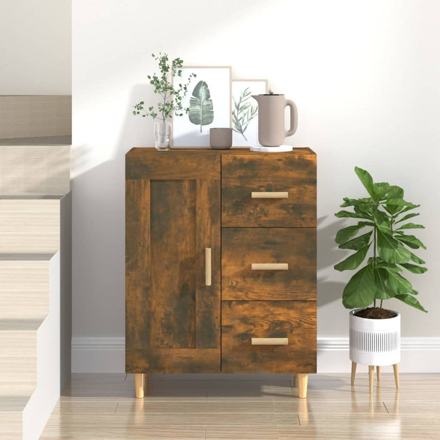 Dressoir 69,5X34X90 Cm Bewerkt Hout Gerookt Eikenkleurig