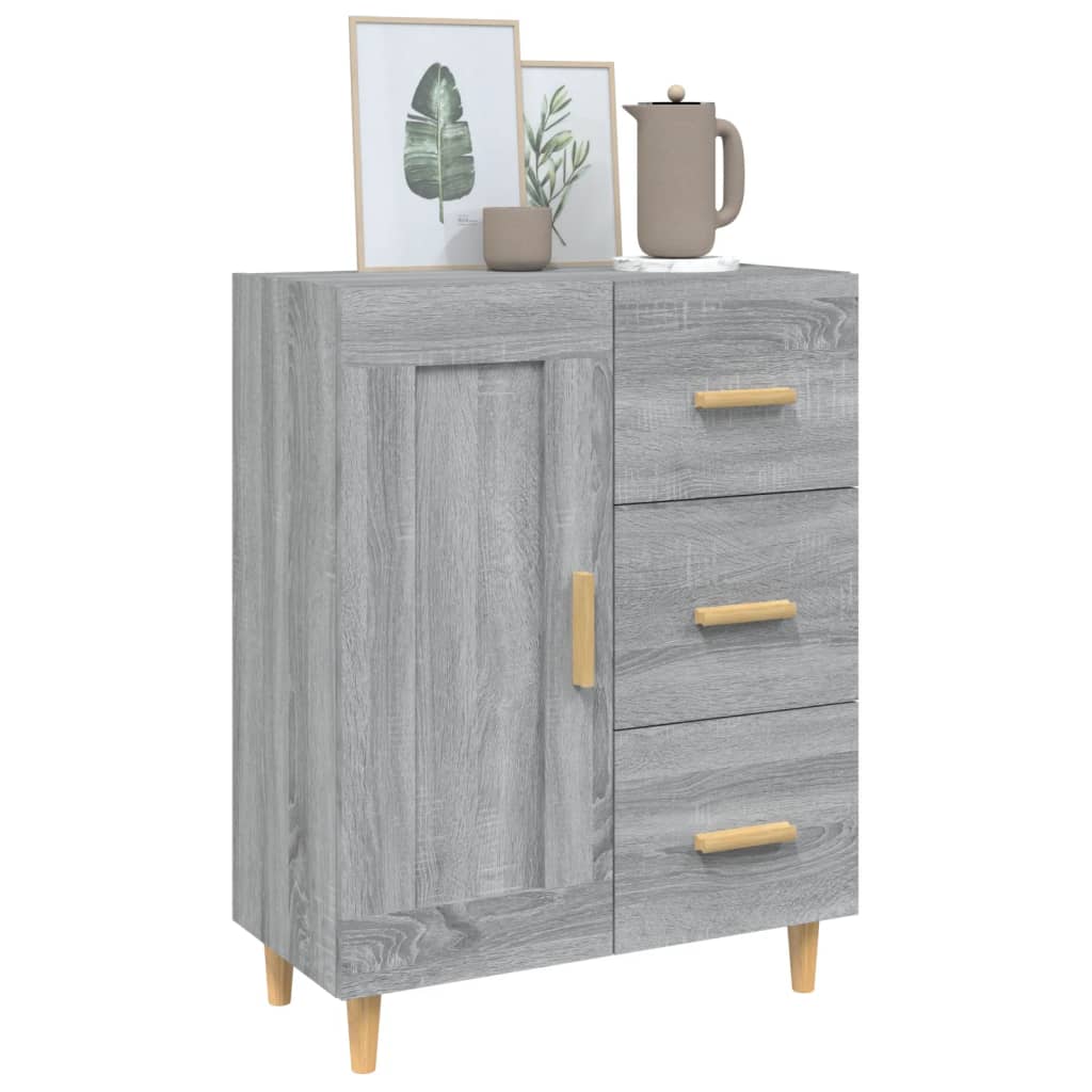 Dressoir 69,5X34X90 Cm Bewerkt Hout Grijs Sonoma Eikenkleurig