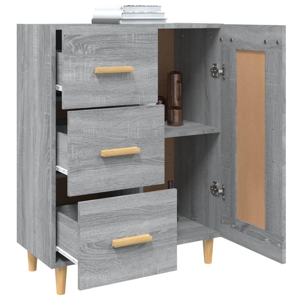 Dressoir 69,5X34X90 Cm Bewerkt Hout Grijs Sonoma Eikenkleurig