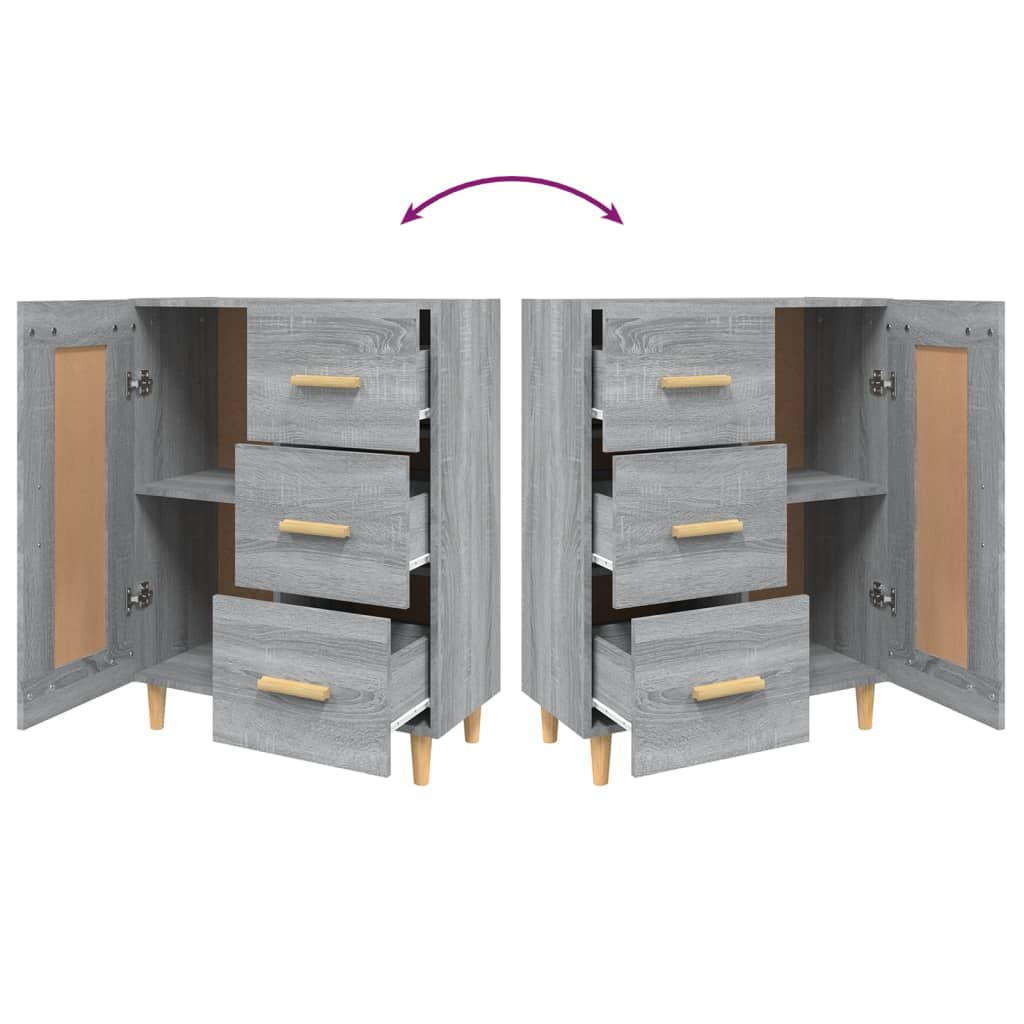 Dressoir 69,5X34X90 Cm Bewerkt Hout Grijs Sonoma Eikenkleurig