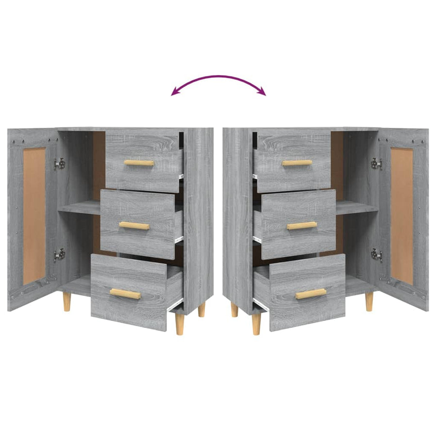 Dressoir 69,5X34X90 Cm Bewerkt Hout Grijs Sonoma Eikenkleurig