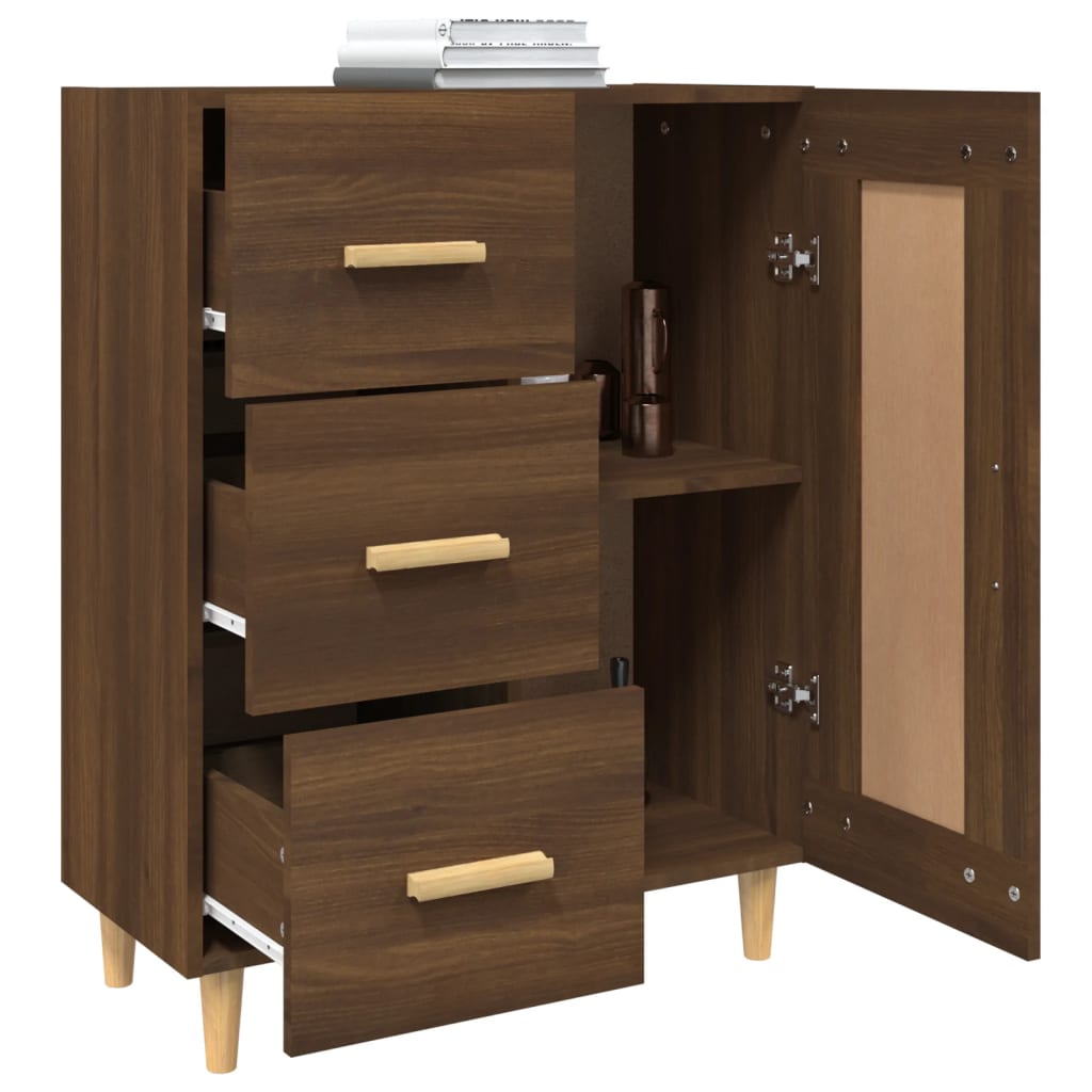 Dressoir 69,5X34X90 Cm Bewerkt Hout Bruin Eikenkleur