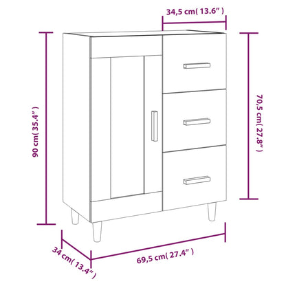 Dressoir 69,5X34X90 Cm Bewerkt Hout Bruin Eikenkleur