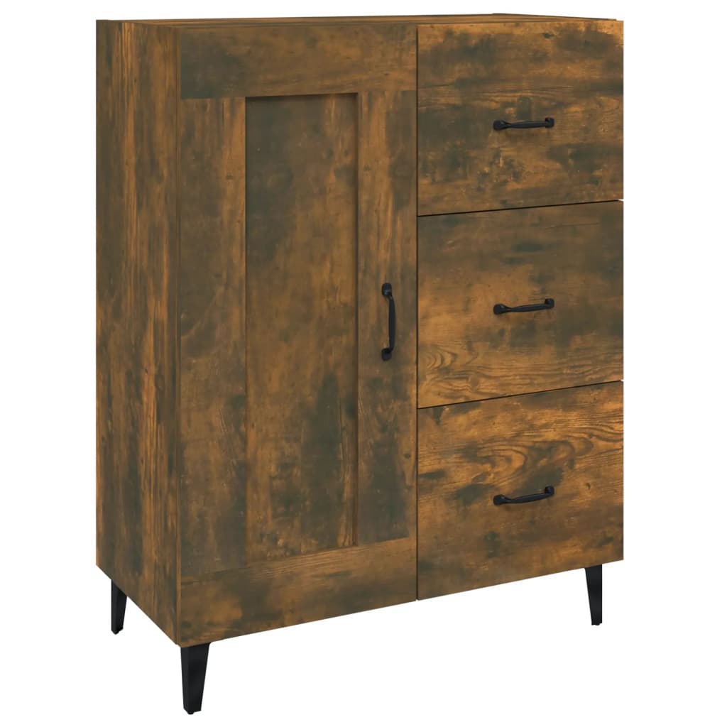Dressoir 69,5X34X90 Cm Bewerkt Hout Gerookt Eikenkleurig