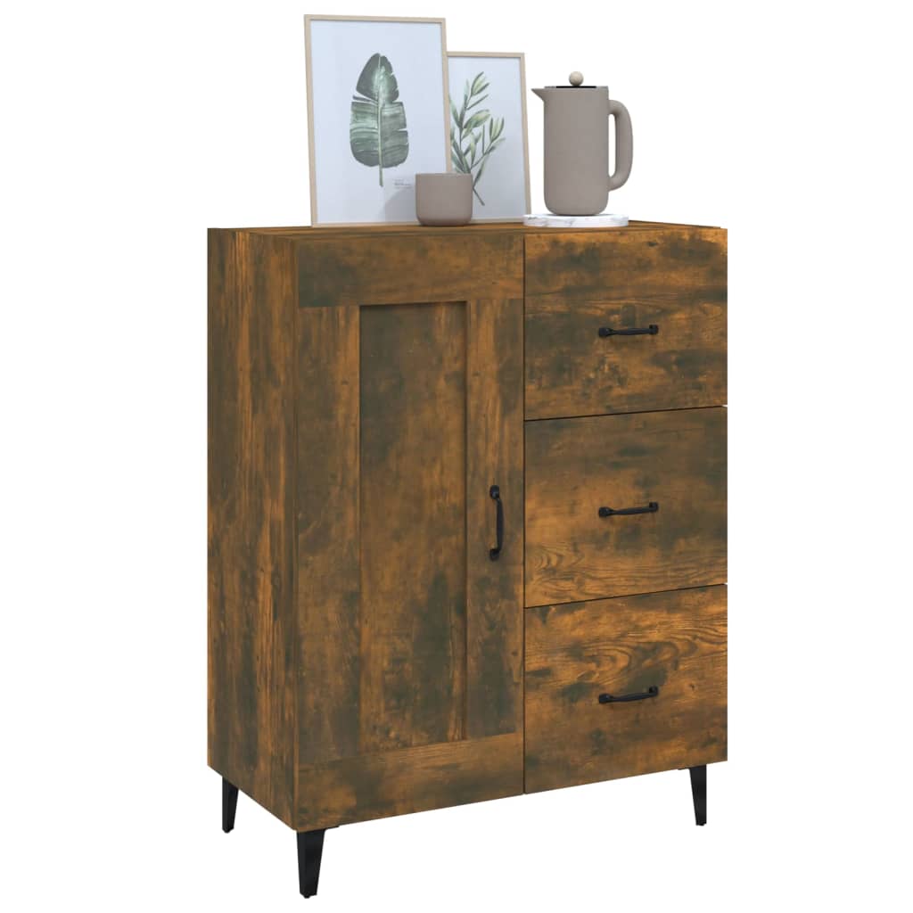Dressoir 69,5X34X90 Cm Bewerkt Hout Gerookt Eikenkleurig