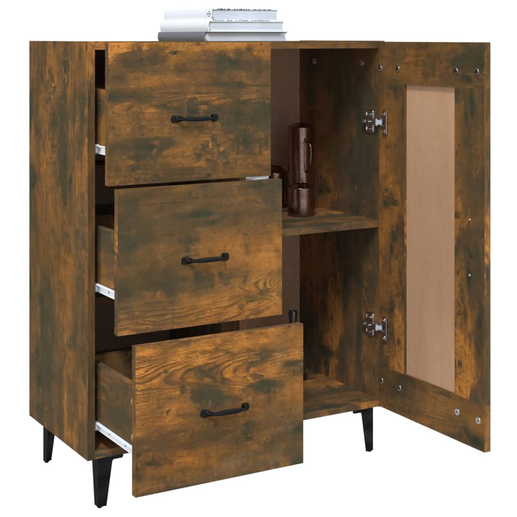 Dressoir 69,5X34X90 Cm Bewerkt Hout Gerookt Eikenkleurig