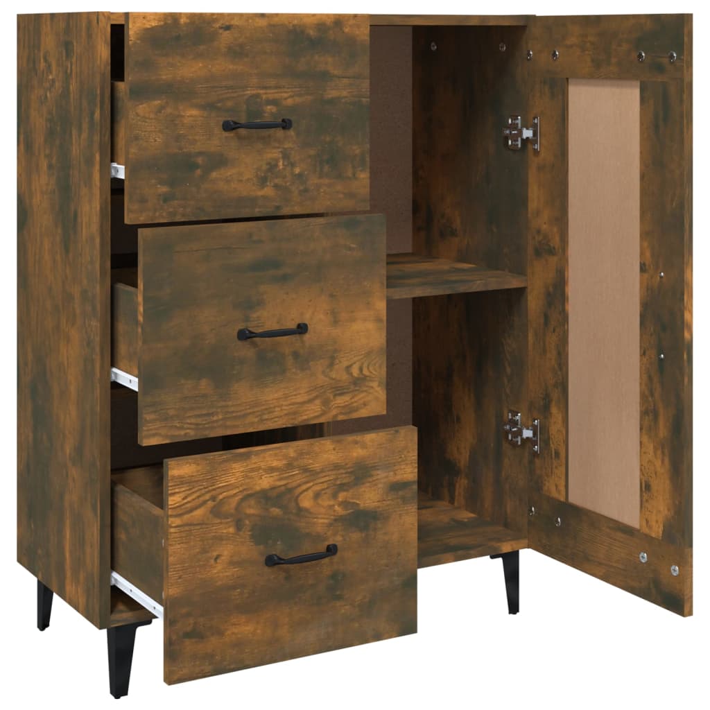 Dressoir 69,5X34X90 Cm Bewerkt Hout Gerookt Eikenkleurig