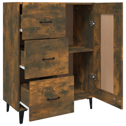 Dressoir 69,5X34X90 Cm Bewerkt Hout Gerookt Eikenkleurig