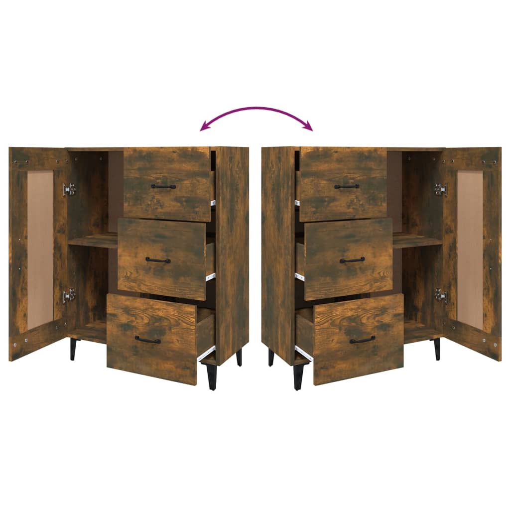 Dressoir 69,5X34X90 Cm Bewerkt Hout Gerookt Eikenkleurig