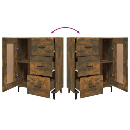 Dressoir 69,5X34X90 Cm Bewerkt Hout Gerookt Eikenkleurig