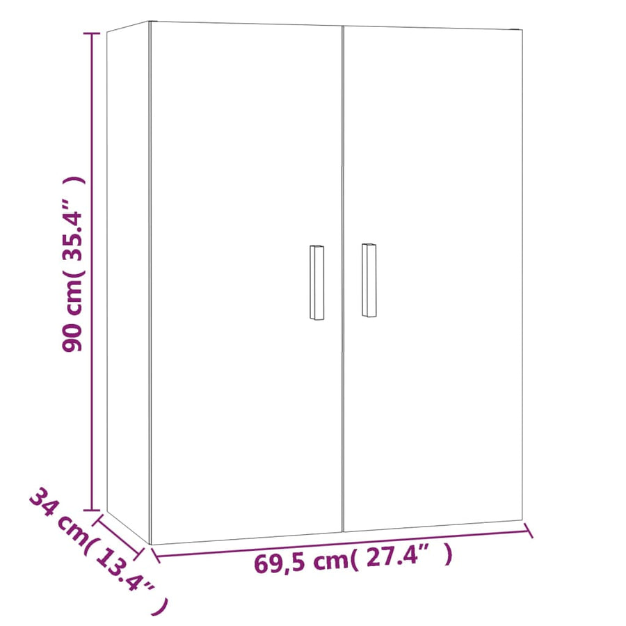 Hangkast 69,5X34X90 Cm Gerookt Eikenkleurig