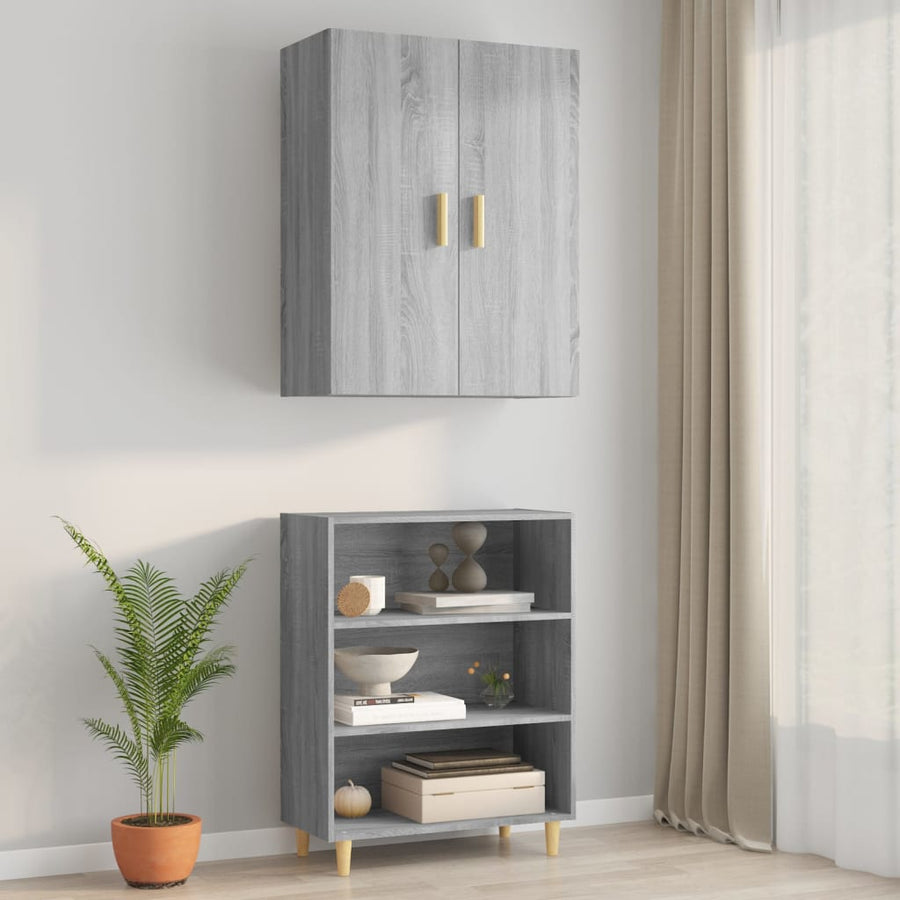 Hangkast 69,5X34X90 Cm Grijs Sonoma Eikenkleurig