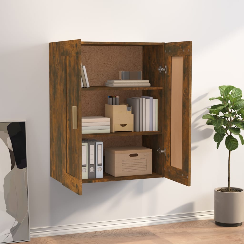 Wandkast 69,5X32,5X90 Cm Bewerkt Hout Gerookt Eikenkleurig