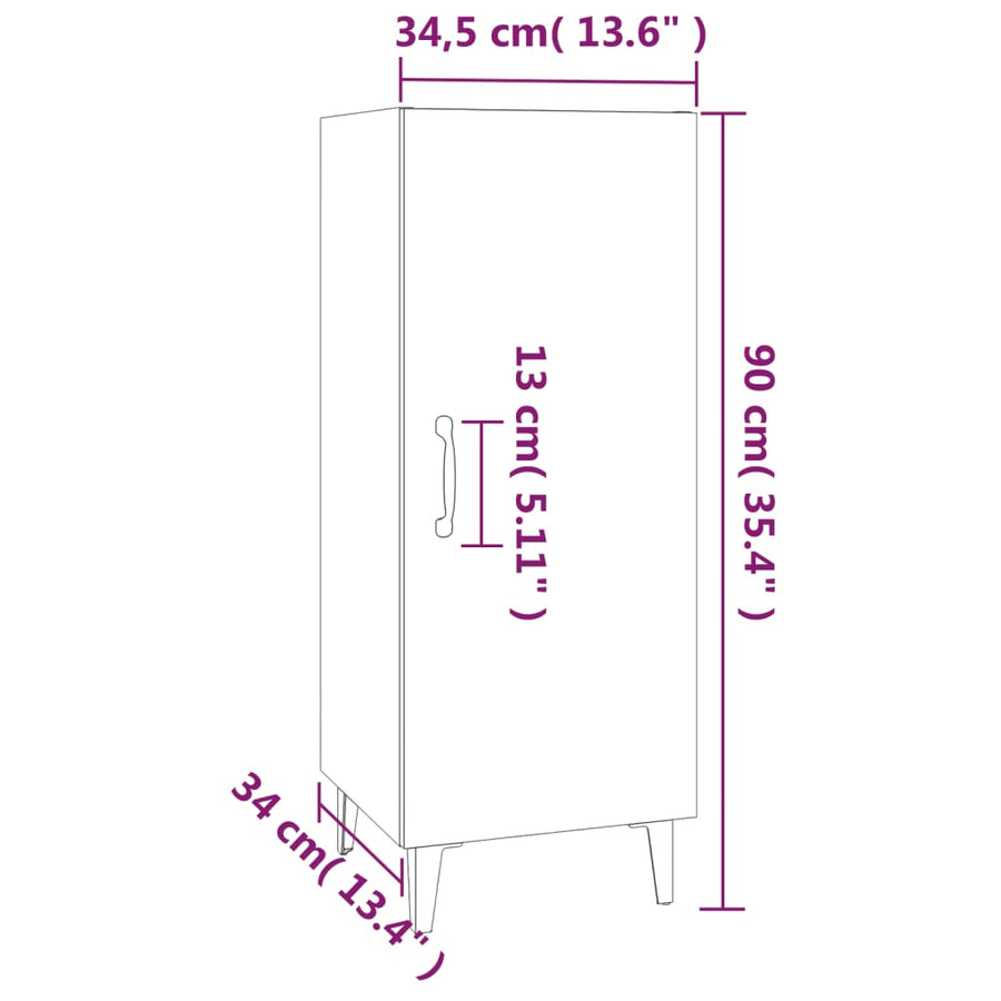 Dressoir 34,5X34X90 Cm Bewerkt Hout Gerookt Eikenkleurig
