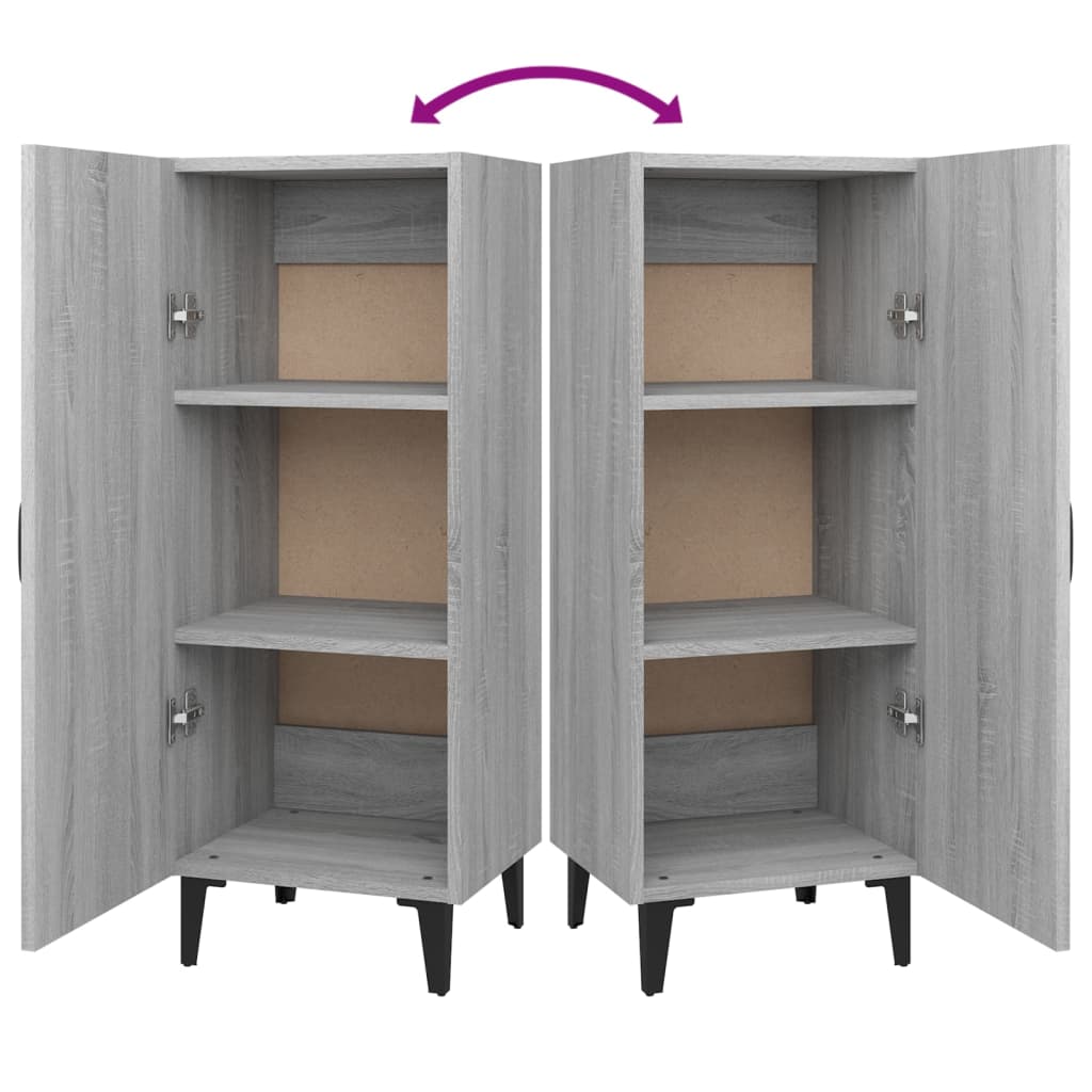 Dressoir 34,5X34X90 Cm Bewerkt Hout Grijs Sonoma Eikenkleurig