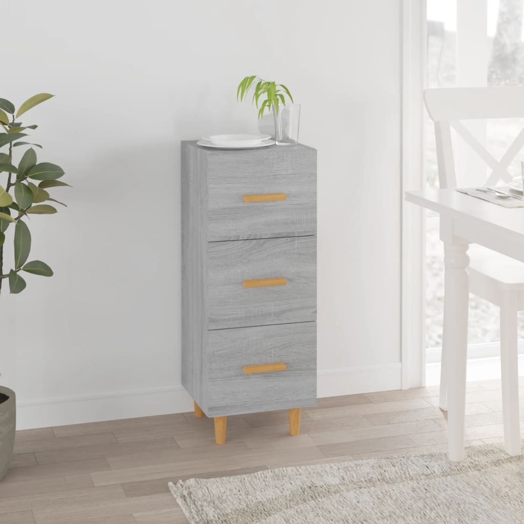 Dressoir 34,5X34X90 Cm Bewerkt Hout Grijs Sonoma Eikenkleurig