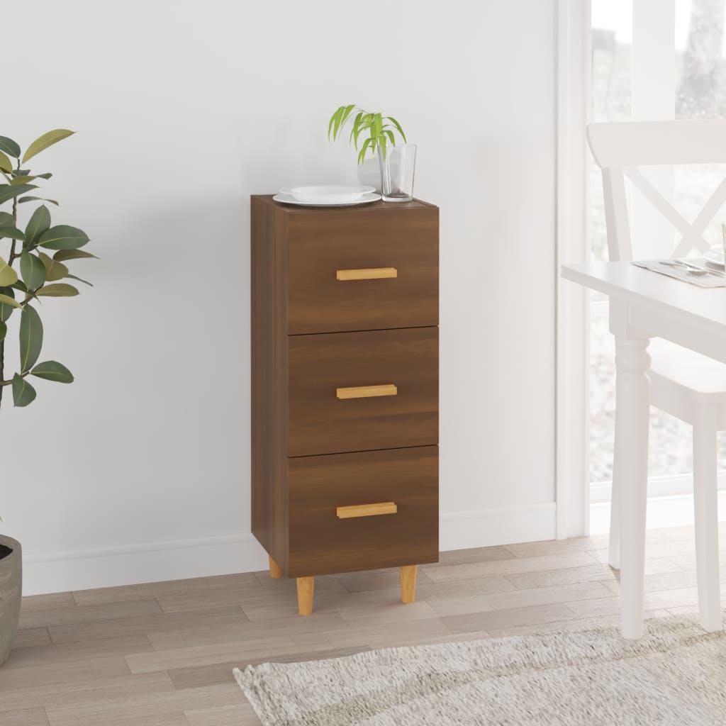 Dressoir 34,5X34X90 Cm Bewerkt Hout Bruin Eikenkleur