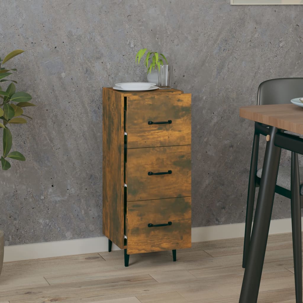 Dressoir 34,5X34X90 Cm Bewerkt Hout Gerookt Eiken