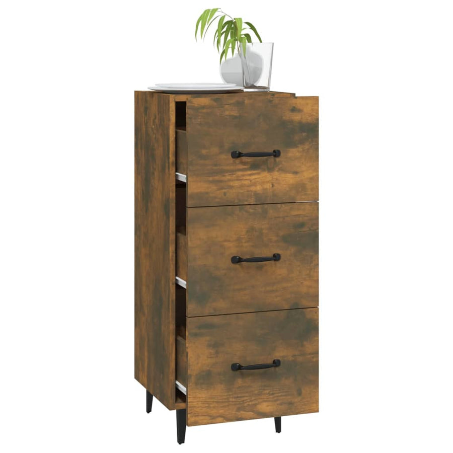 Dressoir 34,5X34X90 Cm Bewerkt Hout Gerookt Eiken