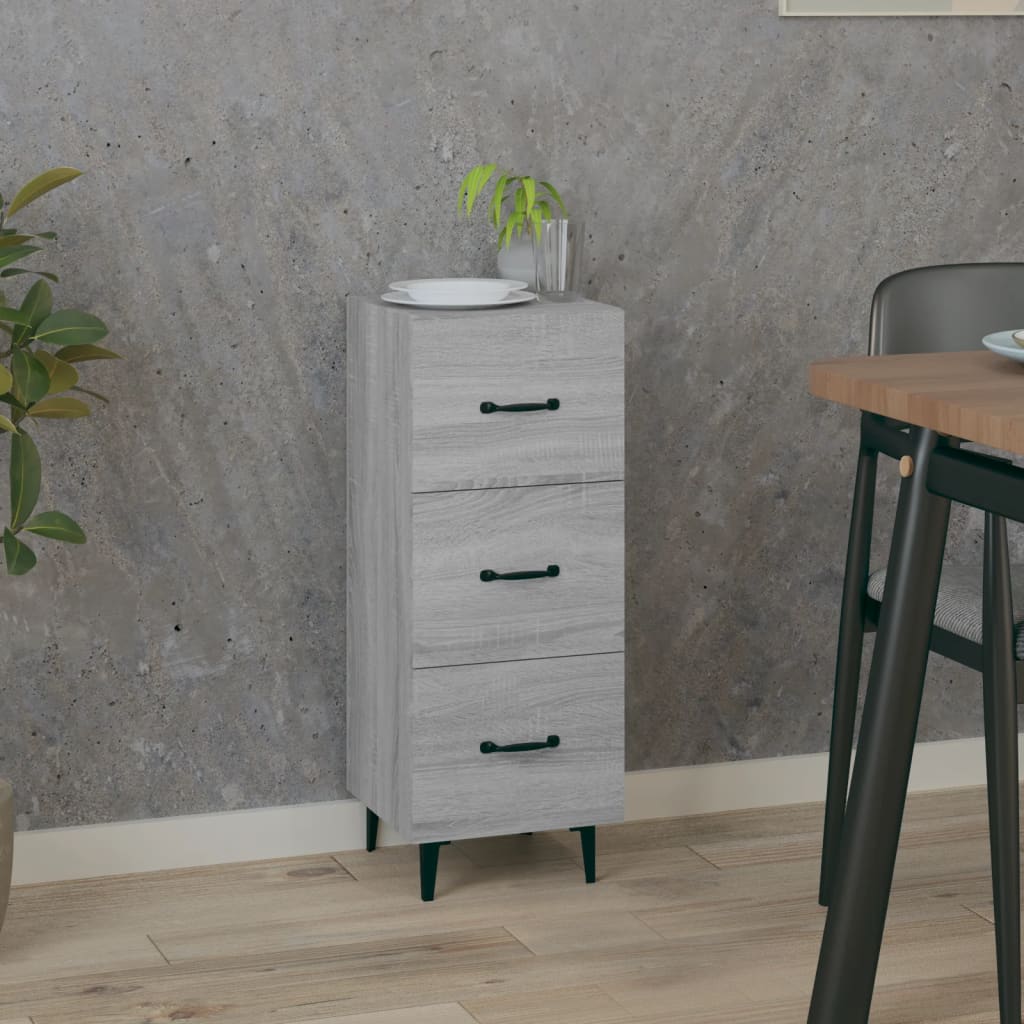 Dressoir 34,5X34X90 Cm Bewerkt Hout Grijs Sonoma Eikenkleurig