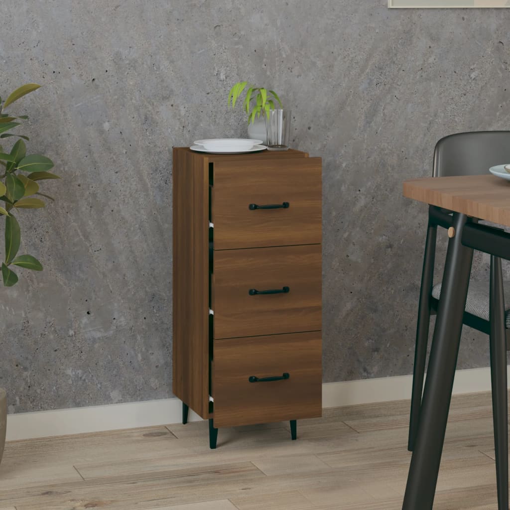 Dressoir 34,5X34X90 Cm Bewerkt Hout Bruin Eikenkleur