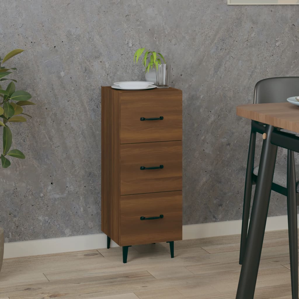 Dressoir 34,5X34X90 Cm Bewerkt Hout Bruin Eikenkleur
