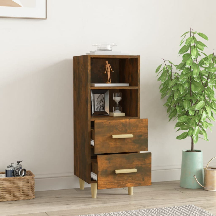Dressoir 34,5X34X90 Cm Bewerkt Hout Gerookt Eikenkleurig