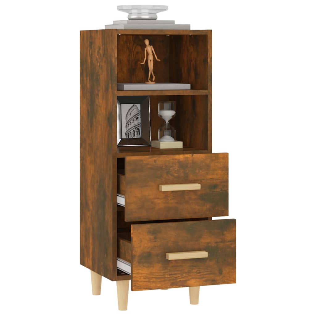 Dressoir 34,5X34X90 Cm Bewerkt Hout Gerookt Eikenkleurig