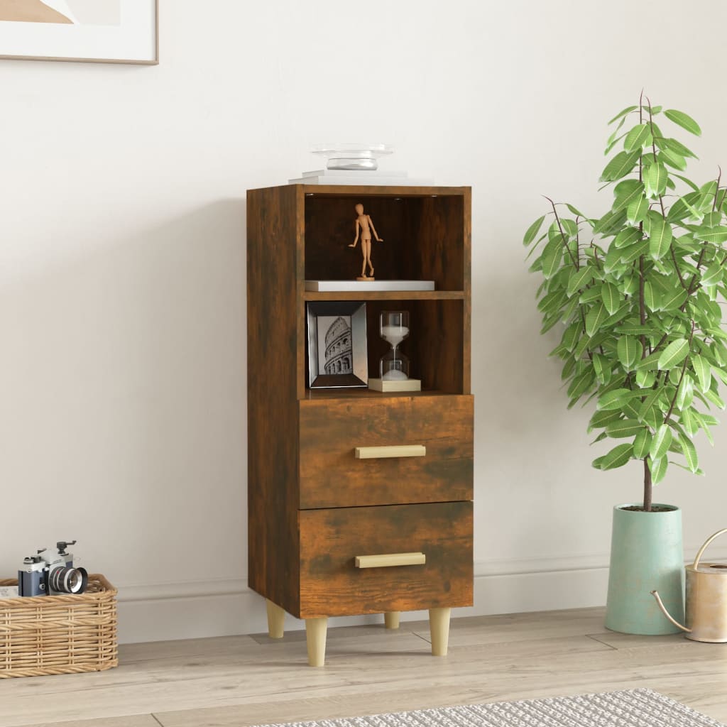 Dressoir 34,5X34X90 Cm Bewerkt Hout Gerookt Eikenkleurig