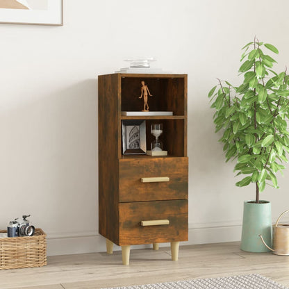 Dressoir 34,5X34X90 Cm Bewerkt Hout Gerookt Eikenkleurig