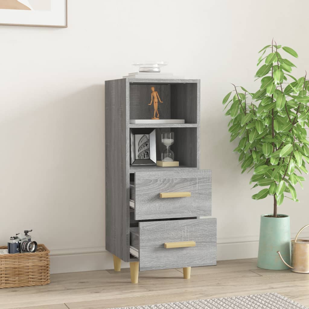 Dressoir 34,5X34X90 Cm Bewerkt Hout Eikenkleurig Grijs sonoma