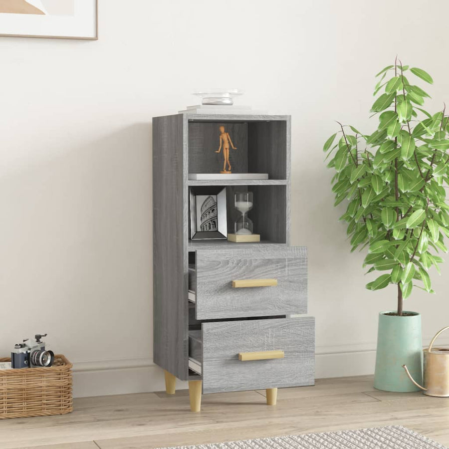 Dressoir 34,5X34X90 Cm Bewerkt Hout Eikenkleurig Grijs sonoma