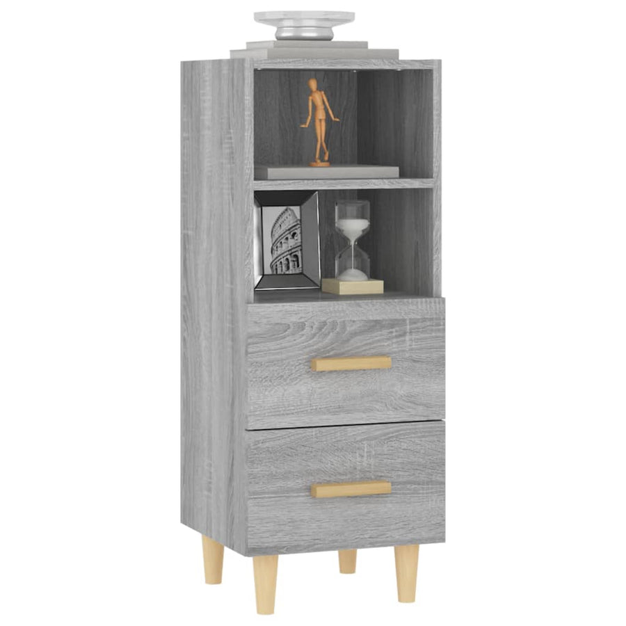 Dressoir 34,5X34X90 Cm Bewerkt Hout Eikenkleurig Grijs sonoma