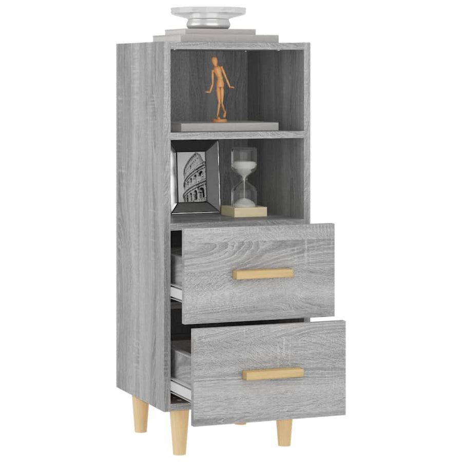 Dressoir 34,5X34X90 Cm Bewerkt Hout Eikenkleurig Grijs sonoma
