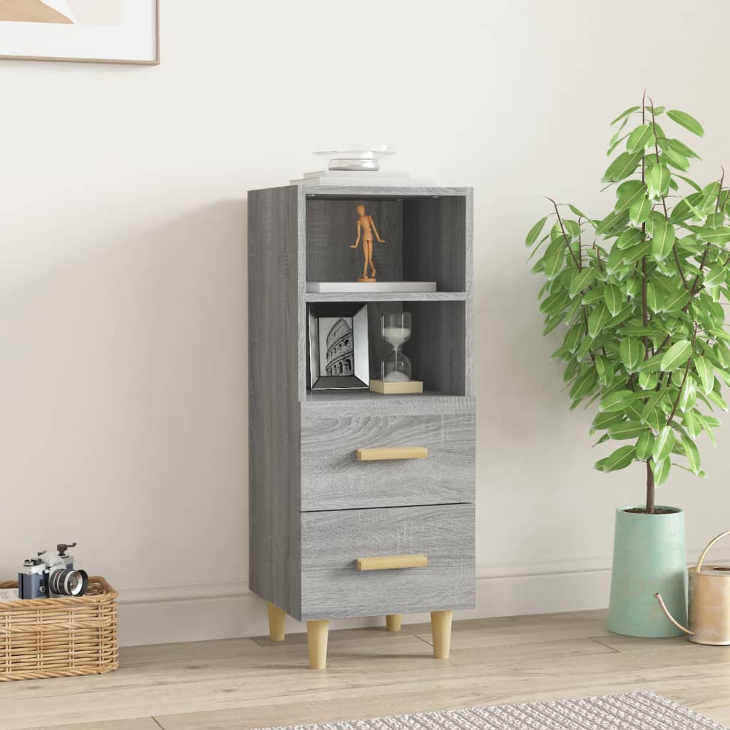 Dressoir 34,5X34X90 Cm Bewerkt Hout Eikenkleurig Grijs sonoma