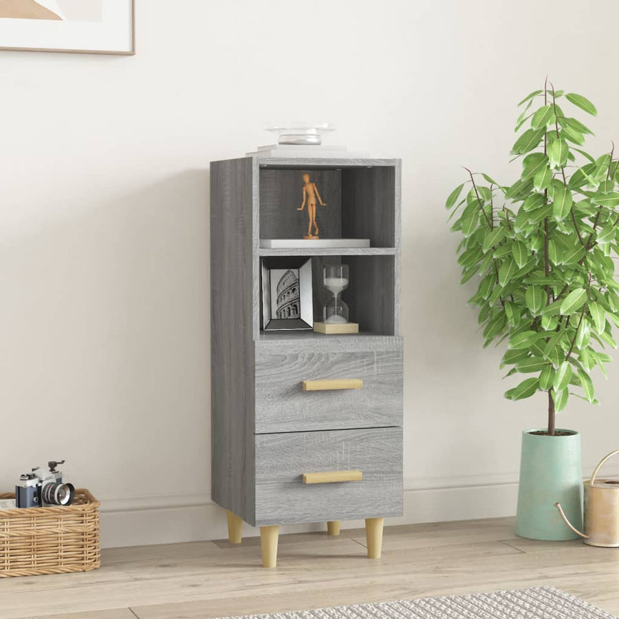 Dressoir 34,5X34X90 Cm Bewerkt Hout Eikenkleurig Grijs sonoma
