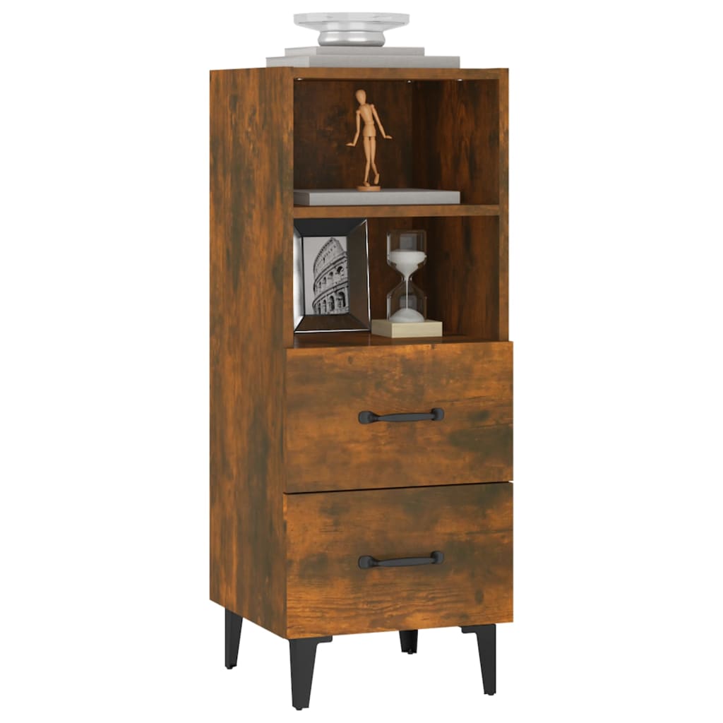 Dressoir 34,5X34X90 Cm Bewerkt Hout Gerookt Eikenkleurig