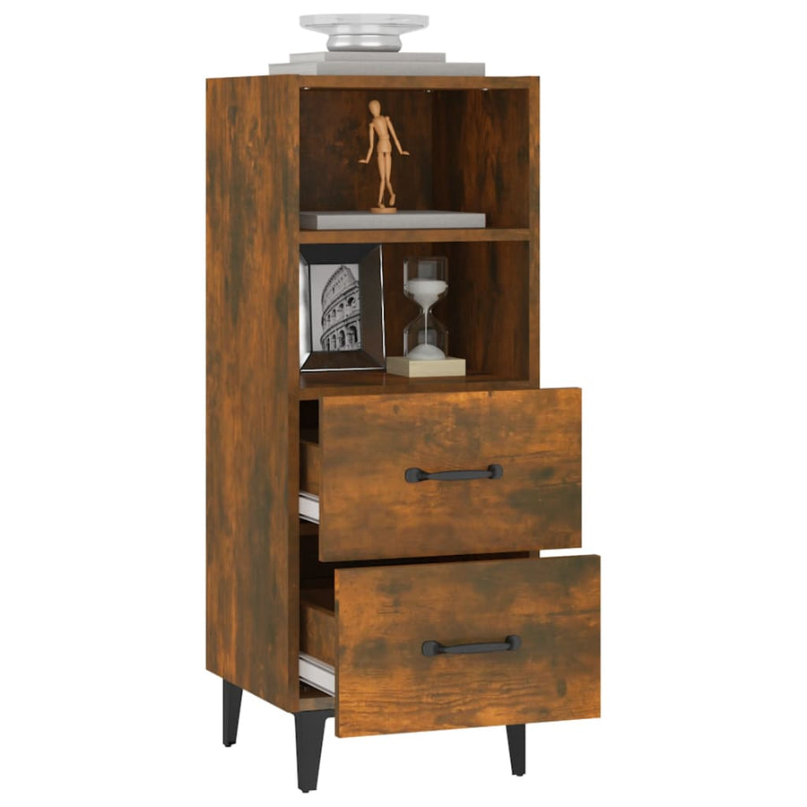 Dressoir 34,5X34X90 Cm Bewerkt Hout Gerookt Eikenkleurig