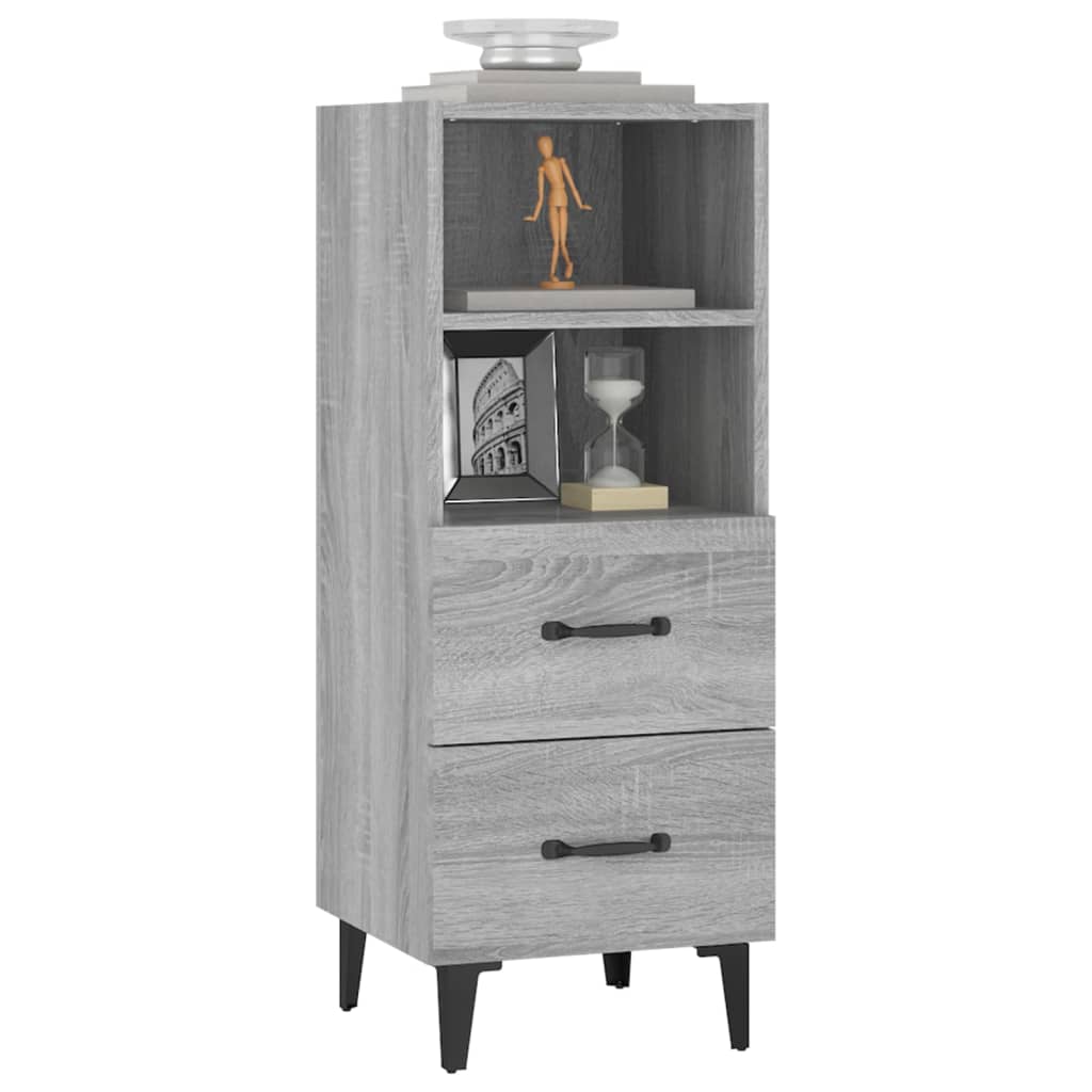 Dressoir 34,5X34X90 Cm Bewerkt Hout Grijs Sonoma Eikenkleurig