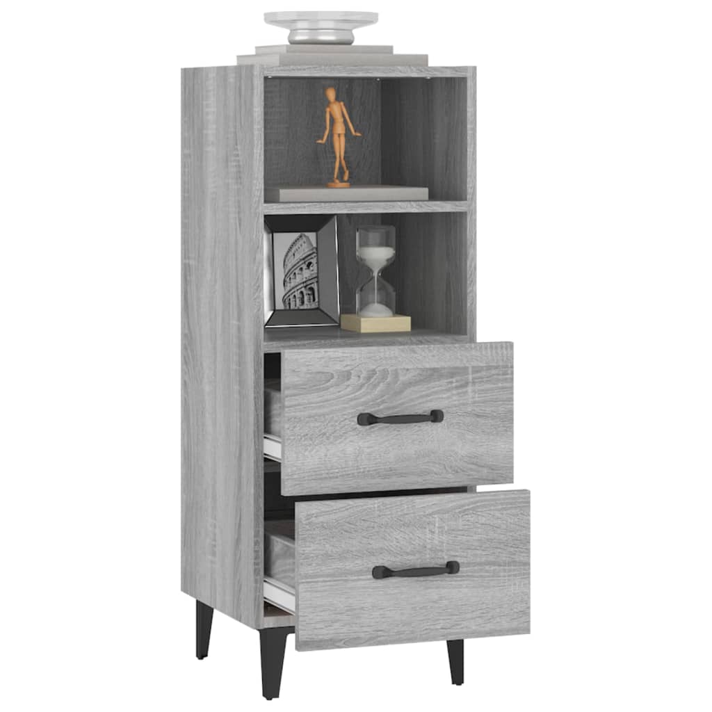 Dressoir 34,5X34X90 Cm Bewerkt Hout Grijs Sonoma Eikenkleurig