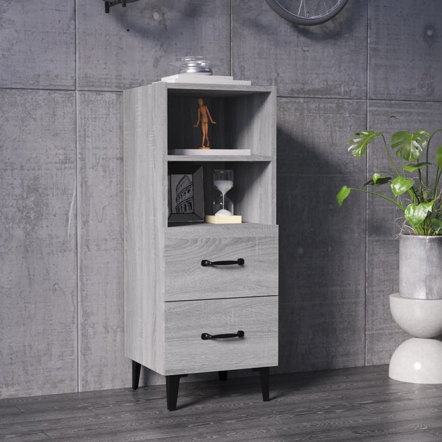 Dressoir 34,5X34X90 Cm Bewerkt Hout Grijs Sonoma Eikenkleurig