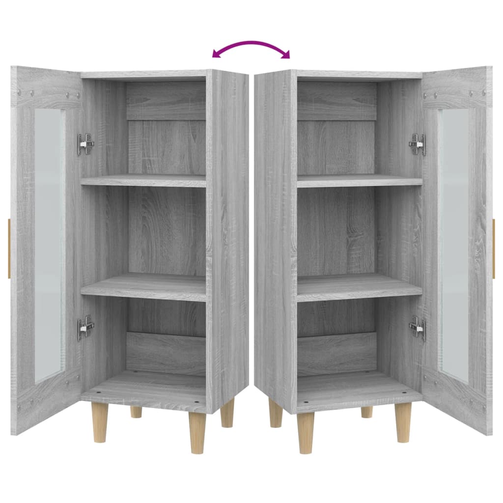 Dressoir 34,5X34X90 Cm Bewerkt Hout Eikenkleurig Grijs sonoma